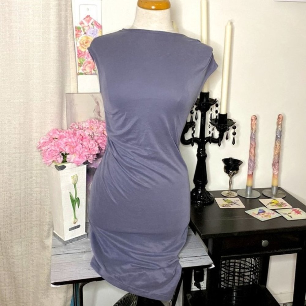 🌷Topshop Petite🌷 Smoky Gray Soft Shirred Asymmetrical Dress